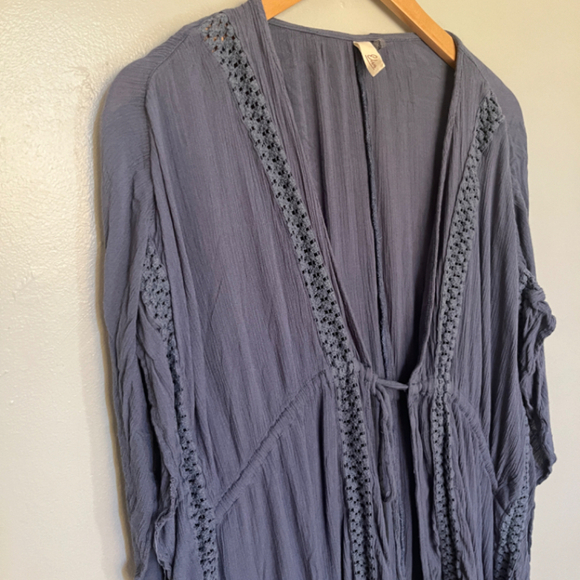 Elan Women’s One Size Kimono Cardigan – Slate Blue Boho Cover-Up - Picture 2 of 9